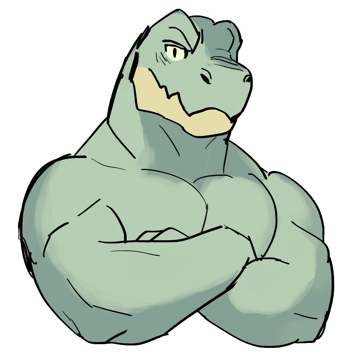 amateurish colored drawing of a buff reptile scalie